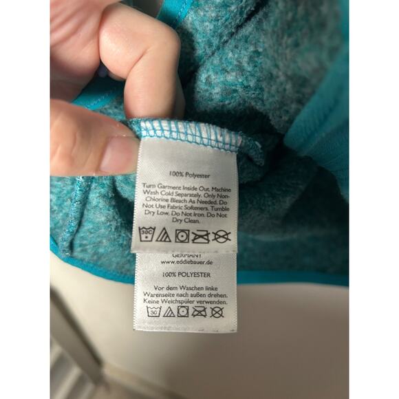 Eddie Bauer Fleece Jacket Women's Large Teal Full Zip Up Long Sleeve Pockets - Picture 3 of 5